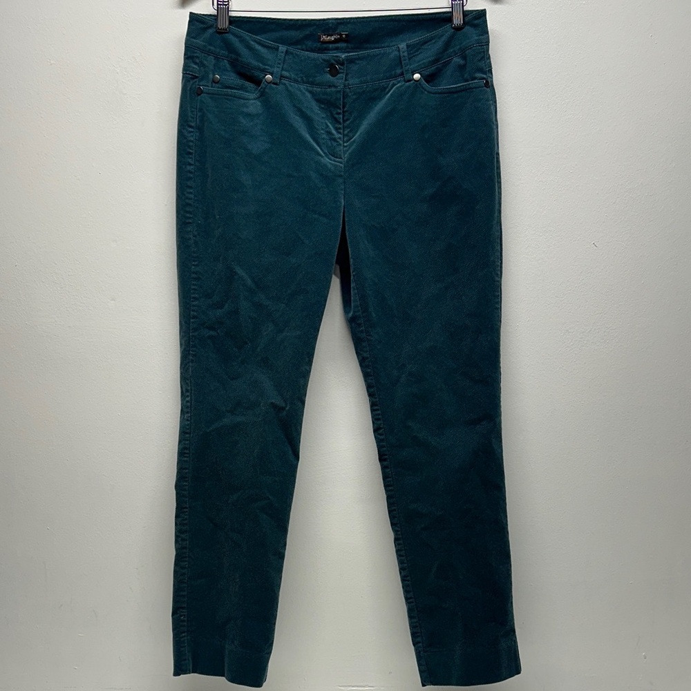 J Mclaughlin Corduroy Pants Straight Leg Casual Everyday Teal Blue Women Size 10
